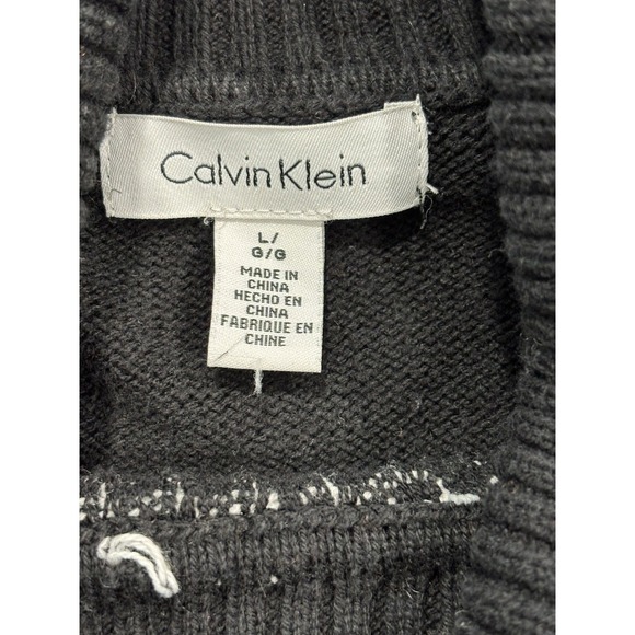 Calvin Klein Women's Black Knit Cowl Neck Sweater L Chunky Textured Contrast Top - Picture 6 of 9